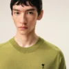Pulover verde din lână cu guler rotund Ami de Coeur Sweater
