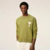 Pulover verde din lână și bumbac cu guler rotund Ami de Coeur Sweater Pulover verde din lână și bumbac cu guler rotund Ami de Coeur Sweater