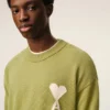 Pulover verde din lână și bumbac cu guler rotund Ami de Coeur Sweater Pulover verde din lână și bumbac cu guler rotund Ami de Coeur Sweater