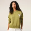Pulover verde din lână și bumbac cu guler rotund Ami de Coeur Sweater Pulover verde din lână și bumbac cu guler rotund Ami de Coeur Sweater