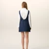 Rochie albastră din bumbac cu bretele scurte Rochie albastră din bumbac cu bretele scurte