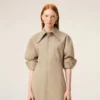 Rochie-cămașă ajustată din bumbac bej