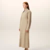 Rochie-cămașă ajustată din bumbac bej