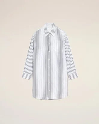 Rochie-cămașă largă Ami de Coeur din bumbac cu dungi albe