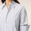 Rochie-cămașă largă Ami de Coeur din bumbac cu dungi albe Rochie-cămașă largă Ami de Coeur din bumbac cu dungi albe