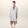 Rochie-cămașă largă Ami de Coeur din bumbac cu dungi albe Rochie-cămașă largă Ami de Coeur din bumbac cu dungi albe