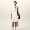 Rochie-cămașă largă din bumbac alb Ami de Coeur