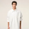 Rochie-cămașă largă din bumbac alb Ami de Coeur