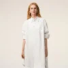 Rochie-cămașă largă din bumbac alb Ami de Coeur