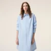 Rochie-cămașă largă din bumbac albastru Ami de Coeur Rochie-cămașă largă din bumbac albastru Ami de Coeur