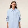 Rochie-cămașă largă din bumbac albastru Ami de Coeur Rochie-cămașă largă din bumbac albastru Ami de Coeur