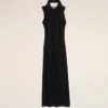 Rochie lungă din jersey negru cu guler lavalliere