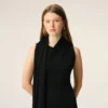 Rochie lungă din jersey negru cu guler lavalliere
