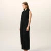 Rochie lungă din jersey negru cu guler lavalliere