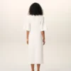 Rochie lungă mulată din bumbac alb Rochie lungă mulată din bumbac alb