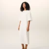 Rochie lungă mulată din bumbac alb Rochie lungă mulată din bumbac alb