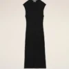 Rochie lungă, mulată, fără mâneci, din jersey negru