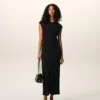 Rochie lungă, mulată, fără mâneci, din jersey negru