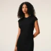 Rochie lungă, mulată, fără mâneci, din jersey negru