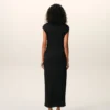 Rochie lungă, mulată, fără mâneci, din jersey negru