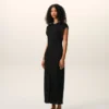 Rochie lungă, mulată, fără mâneci, din jersey negru