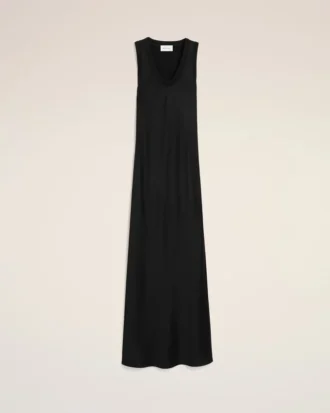 Rochie maxi fără mâneci din satin negru
