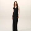 Rochie maxi fără mâneci din satin negru