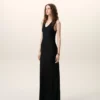 Rochie maxi fără mâneci din satin negru