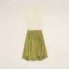 Rochie midi din lână nouă, bicoloră, albă și verde