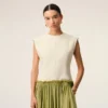 Rochie midi din lână nouă, bicoloră, albă și verde