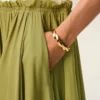 Rochie midi din lână nouă, bicoloră, albă și verde