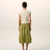Rochie midi din lână nouă, bicoloră, albă și verde