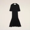 Rochie mini din tricot negru cu godet