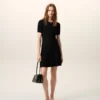 Rochie mini din tricot negru cu godet