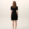 Rochie mini din tricot negru cu godet