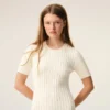 Rochie mini Godet din tricot alb