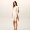 Rochie mini Godet din tricot alb