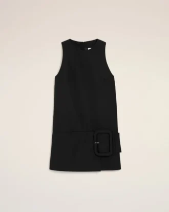 Rochie mini neagră din lână nouă, cu curele