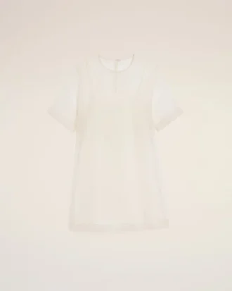Rochie mini trapez din mătase albă