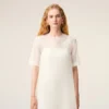 Rochie mini trapez din mătase albă