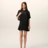 Rochie mini trapez din mătase neagră