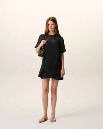 Rochie mini trapez din mătase neagră