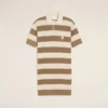 Rochie polo din bumbac alb și maro cu patch Ami de Coeur