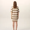 Rochie polo din bumbac alb și maro cu patch Ami de Coeur
