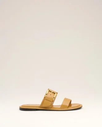 Sandale cu cataramă din piele de vacă galbenă Sandale cu cataramă din piele de vacă galbenă