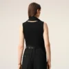 Top fără mâneci din jersey negru Lavalliere Top fără mâneci din jersey negru Lavalliere