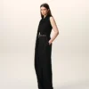 Top fără mâneci din jersey negru Lavalliere Top fără mâneci din jersey negru Lavalliere