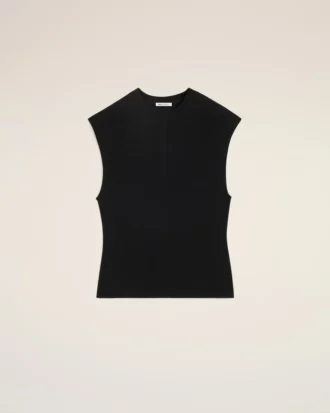 Top mulat fără mâneci din jersey negru