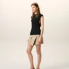 Top mulat fără mâneci din jersey negru Top mulat fără mâneci din jersey negru