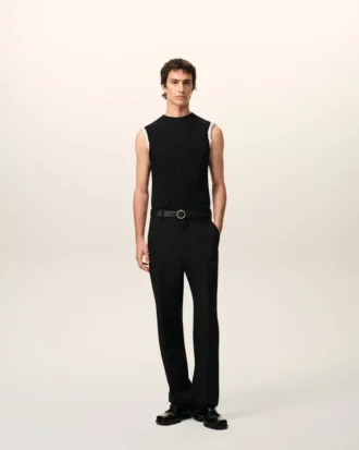 Top mulat fără mâneci din jersey negru